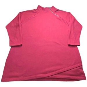 Athleta Cozy Karma Pullover 2X Pink Asymmetrical Zip Sweatshirt